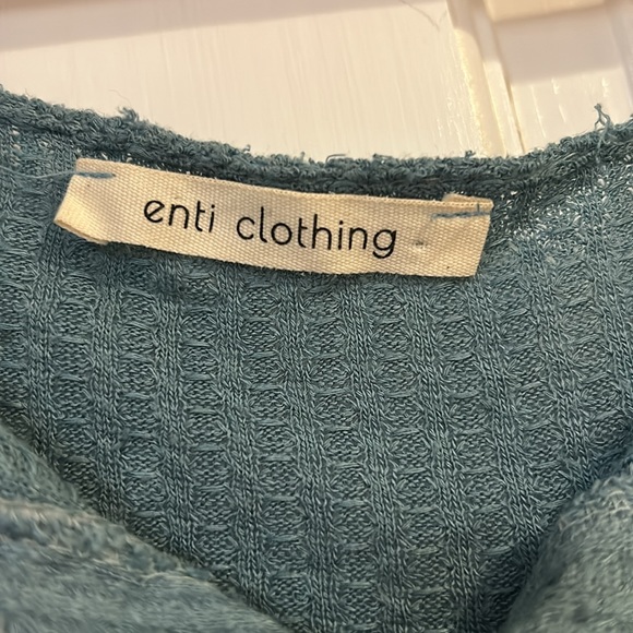 Blue oversized Frayed Edge Knit Top-L - Picture 6 of 8